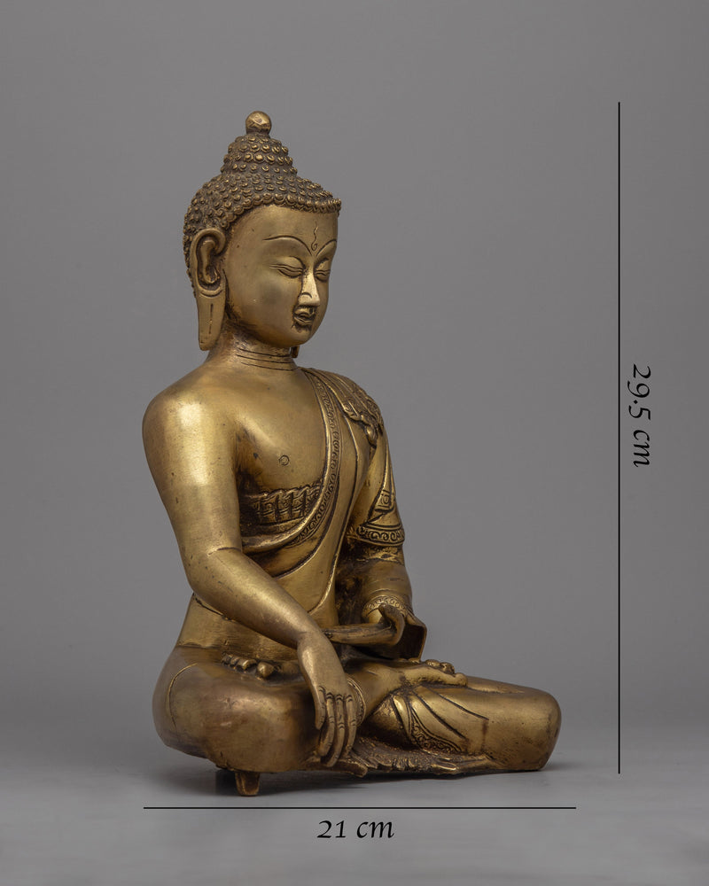 Brass Buddha Shakyamuni Statue | Sacred Spiritual Sculpture