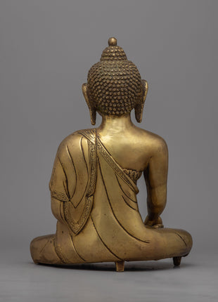 Brass Buddha Shakyamuni Statue | Sacred Spiritual Sculpture