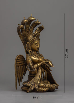 Brass Naga Kanya Statue | Symbol of Serpent Wisdom and Protection