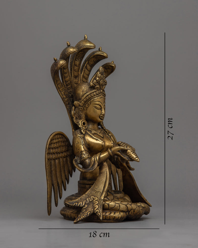 Brass Naga Kanya Statue | Symbol of Serpent Wisdom and Protection