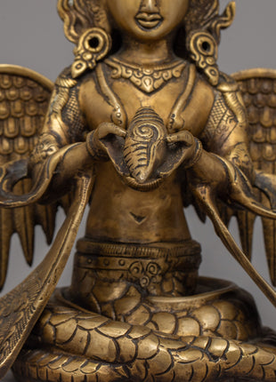 Brass Naga Kanya Statue | Symbol of Serpent Wisdom and Protection