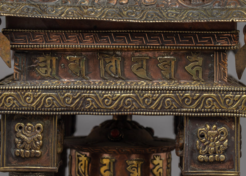 Table Top Prayer Wheel | Sacred Spin in a Compact Design