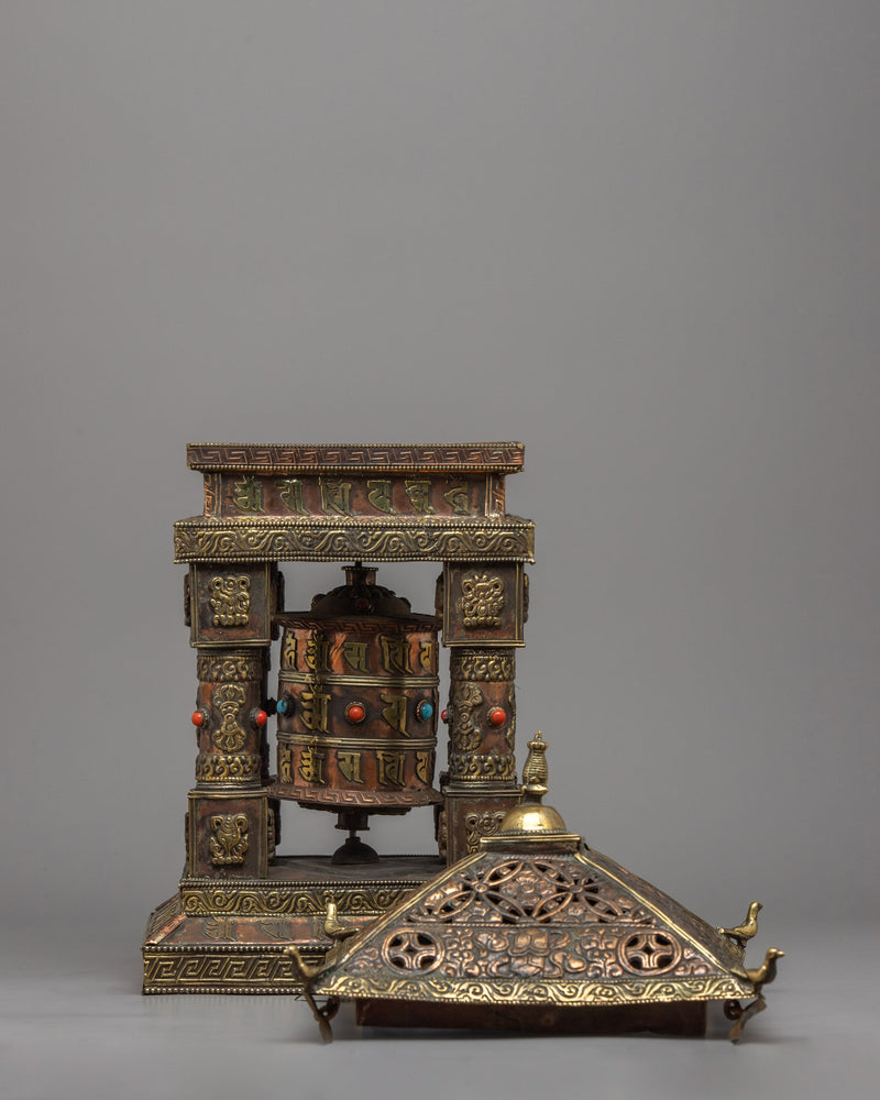 Table Top Prayer Wheel | Sacred Spin in a Compact Design