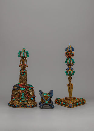 Tibetan Vajra, Bell and Phurba Set | Genuine Tibetan Ritual Set