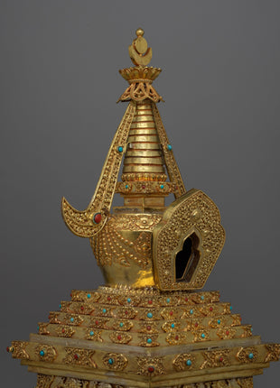 Copper Stupa With 24k Gold Plated | Infusing Spirituality in Spaces