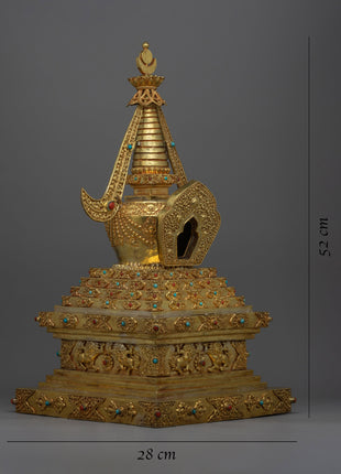 Copper Stupa With 24k Gold Plated | Infusing Spirituality in Spaces