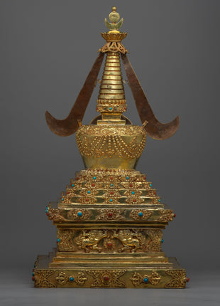 Copper Stupa With 24k Gold Plated | Infusing Spirituality in Spaces