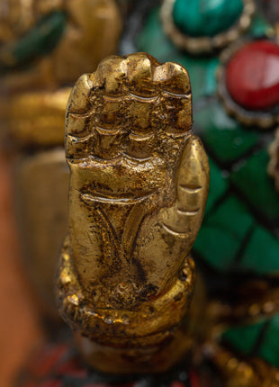 Ganesh Statue Palm Throne | Hindu Elephant DeityFigurine
