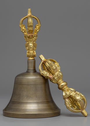 Tibetan Sacred Vajra and Bell Set | Sacred Instruments for Meditation & Rituals