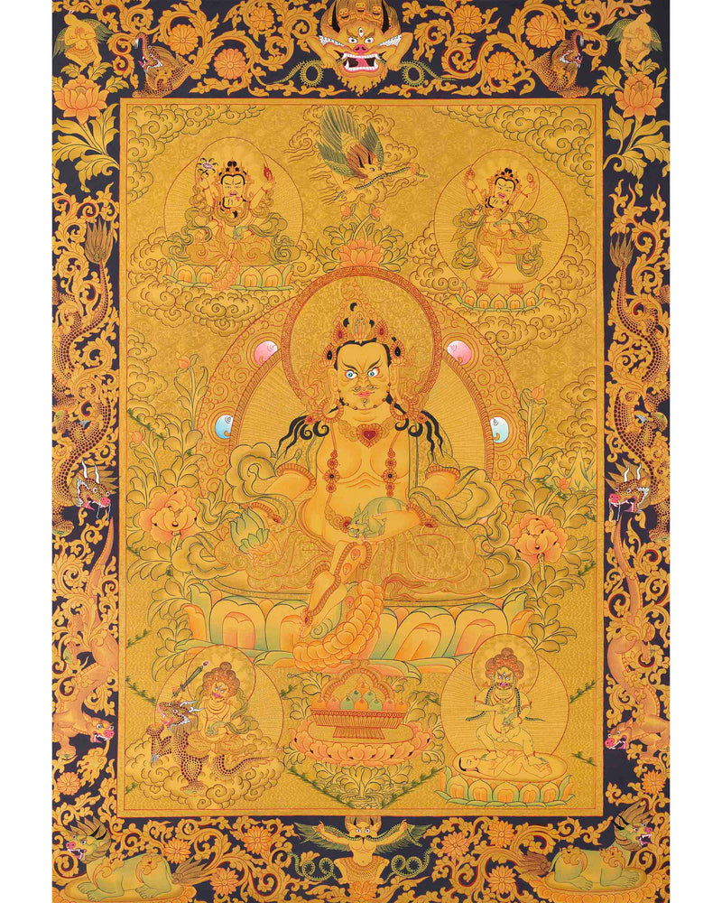 Full 24K Gold Dzambala Thangka | Art Painting