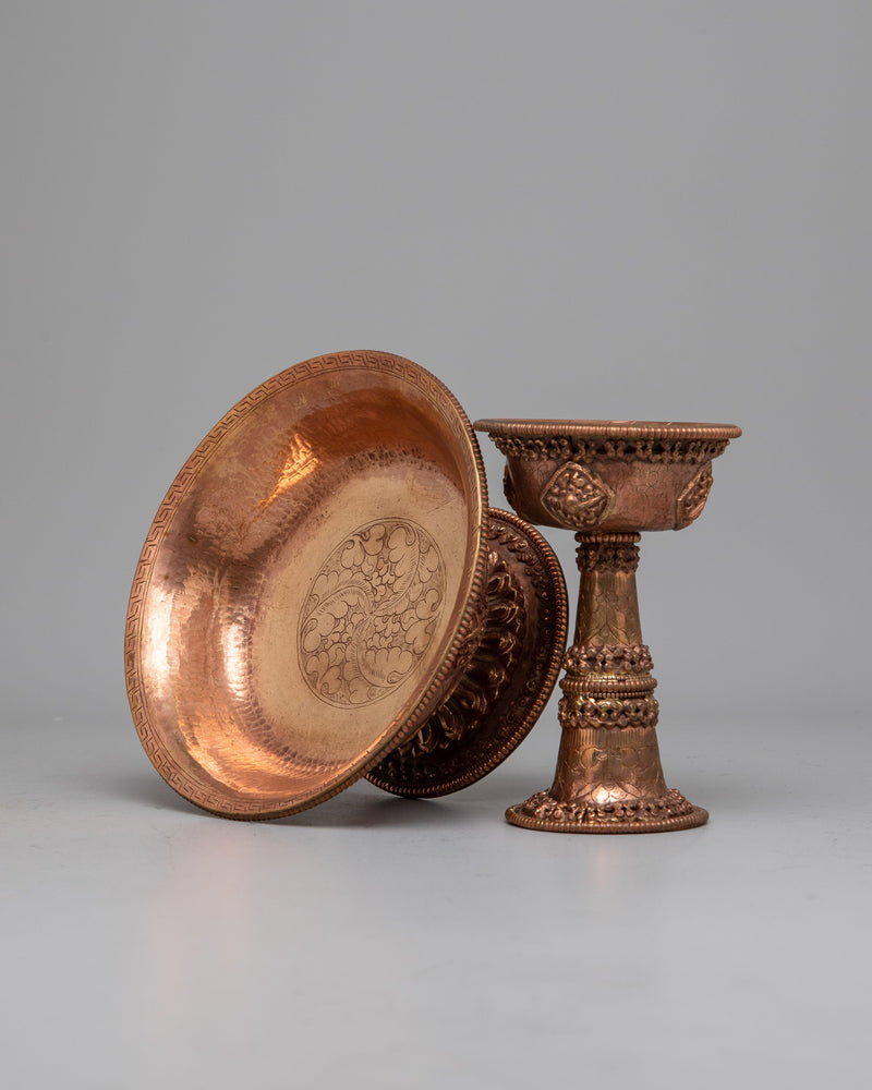 Tibetan Copper Serkyem Set | Handcrafted for Ritualistic Alcohol Offerings