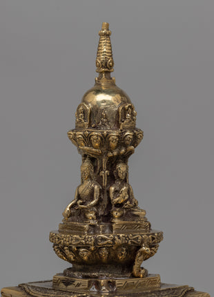 Brass Stupa Statue |  Symbol of Spiritual Journey and Awakening