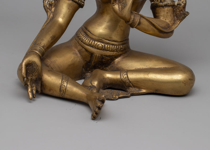 Brass Green Tara Statue | Majestic and Mindful Buddhist Decor