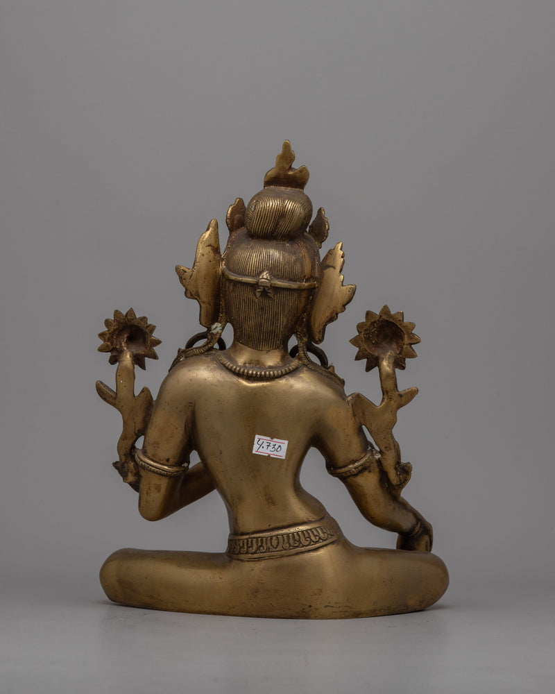 Brass Green Tara Statue | Majestic and Mindful Buddhist Decor