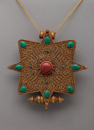 Star Ghau Prayer Box | Portable Shrine with Cosmic Design Locket Box