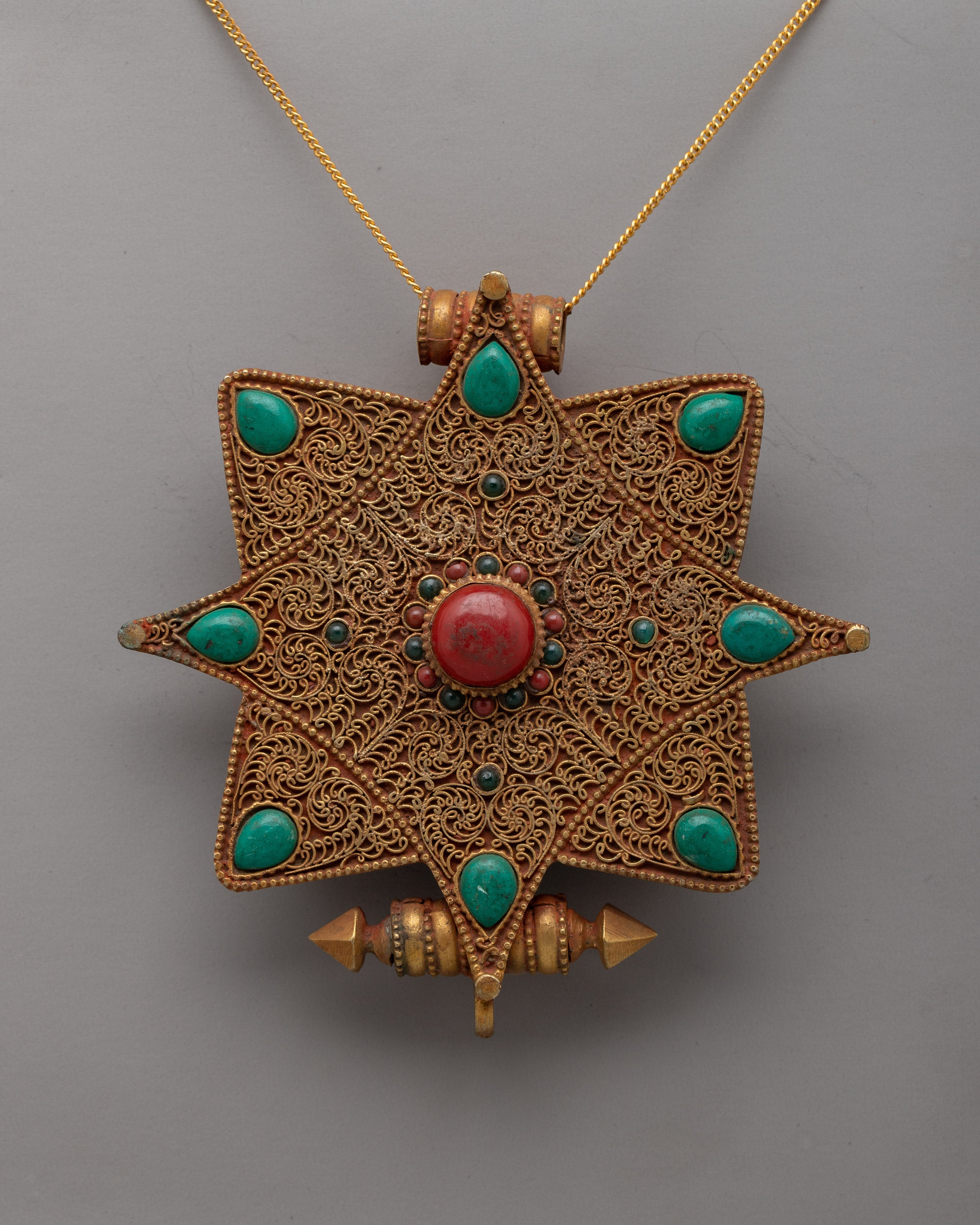 Star Ghau Prayer Box | Portable Shrine with Cosmic Design Locket Box