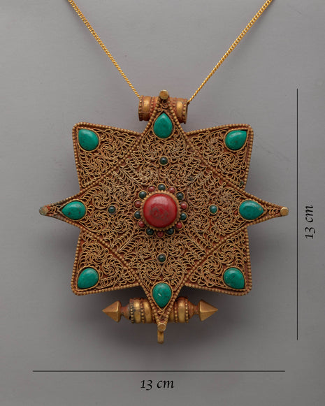 Star Ghau Prayer Box | Portable Shrine with Cosmic Design Locket Box