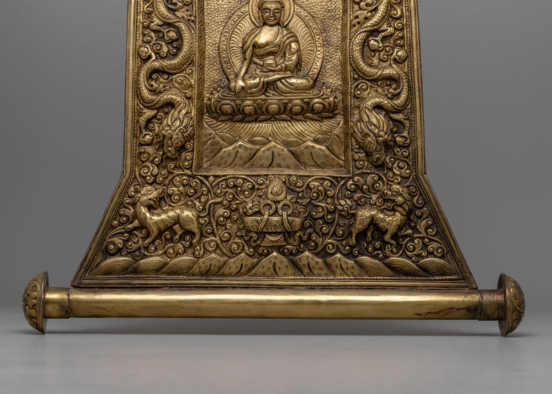 Shakyamuni Buddha Metal Thangka | Sacred Wall Hanging for Spiritual Decor