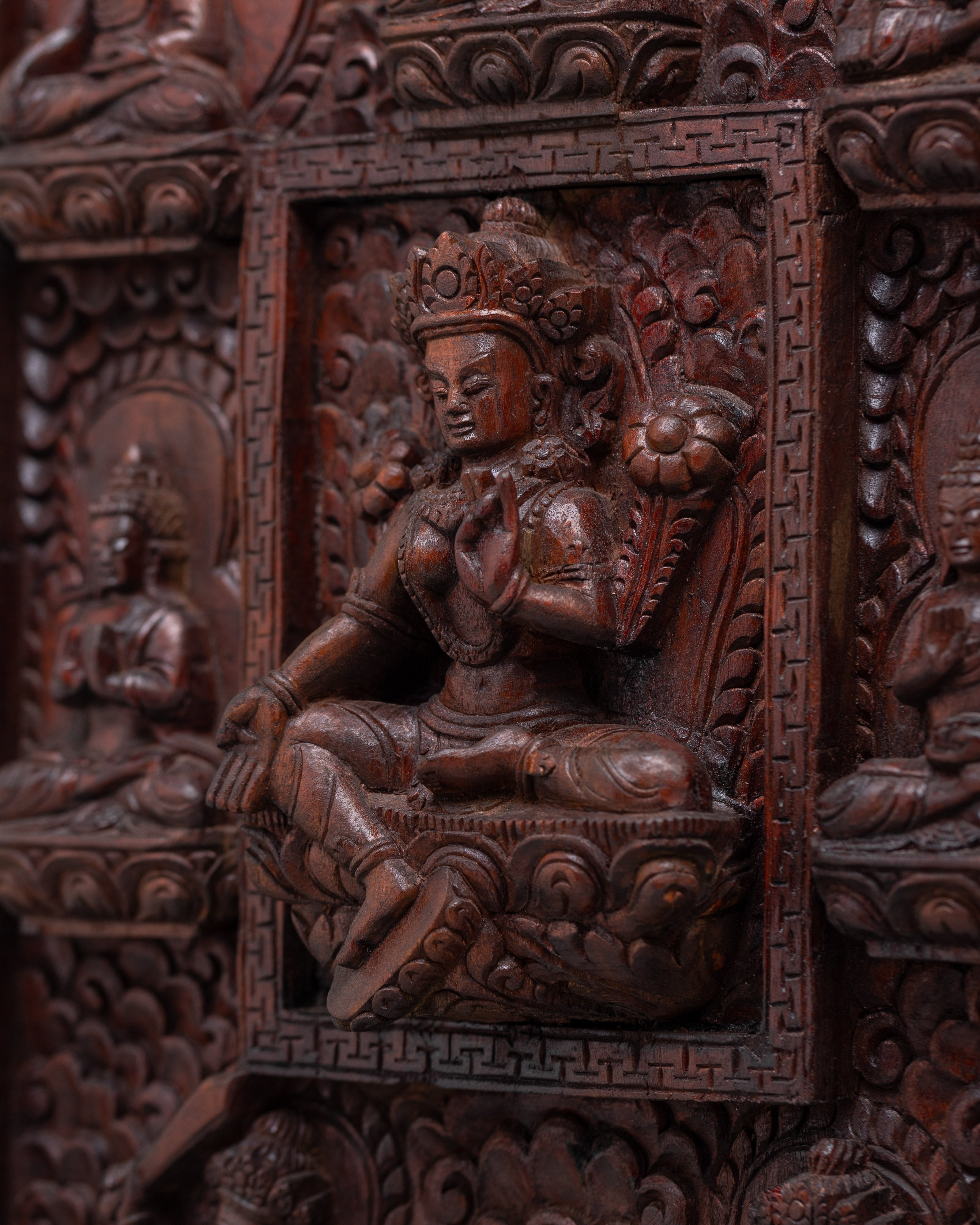 Wooden Wall Hanging Thangka of Green Tara | Tibetan Deity Art