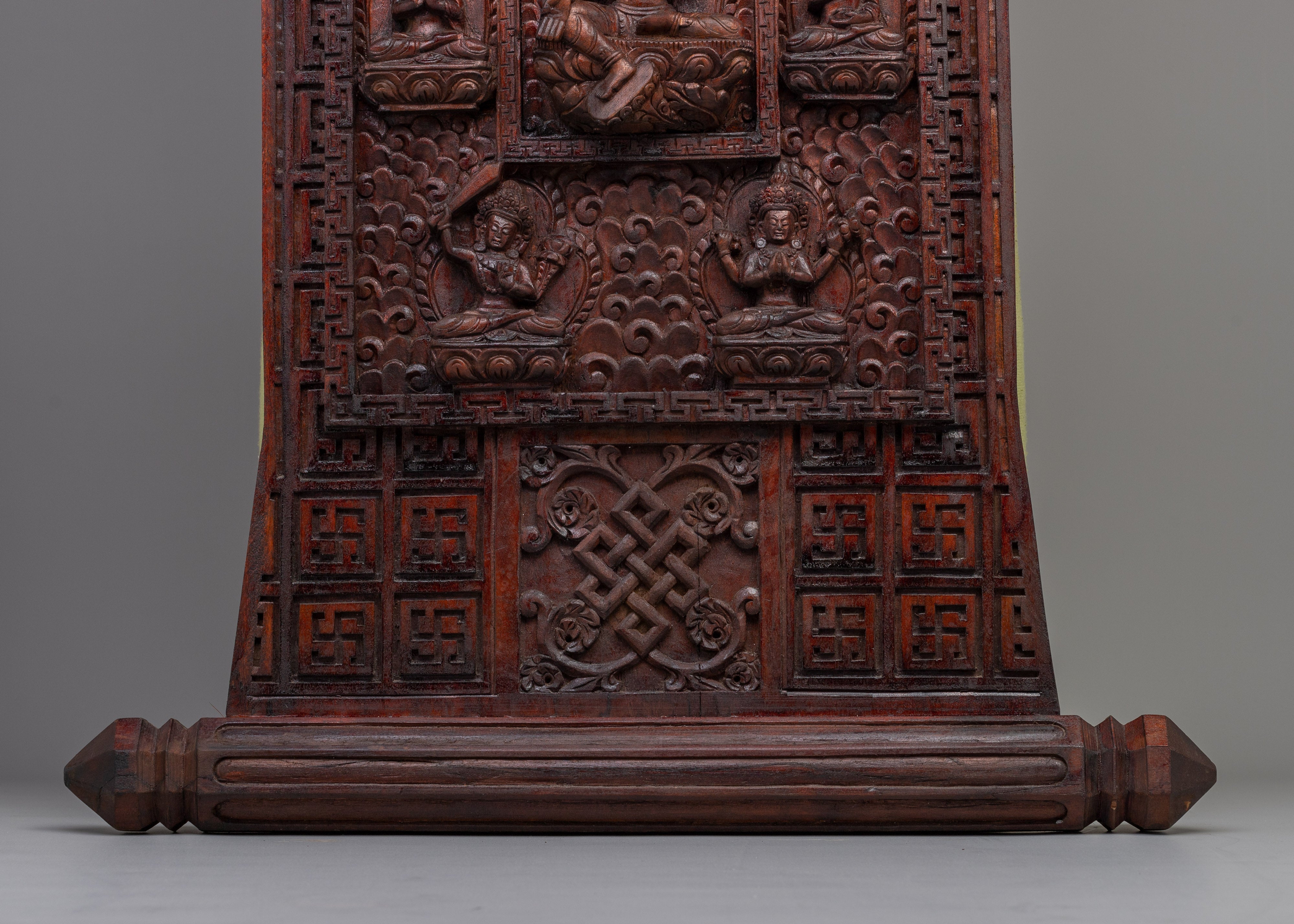 Wooden Wall Hanging Thangka of Green Tara | Tibetan Deity Art