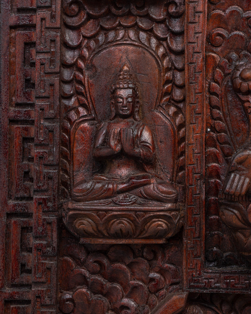 Wooden Wall Hanging Thangka of Green Tara | Tibetan Deity Art