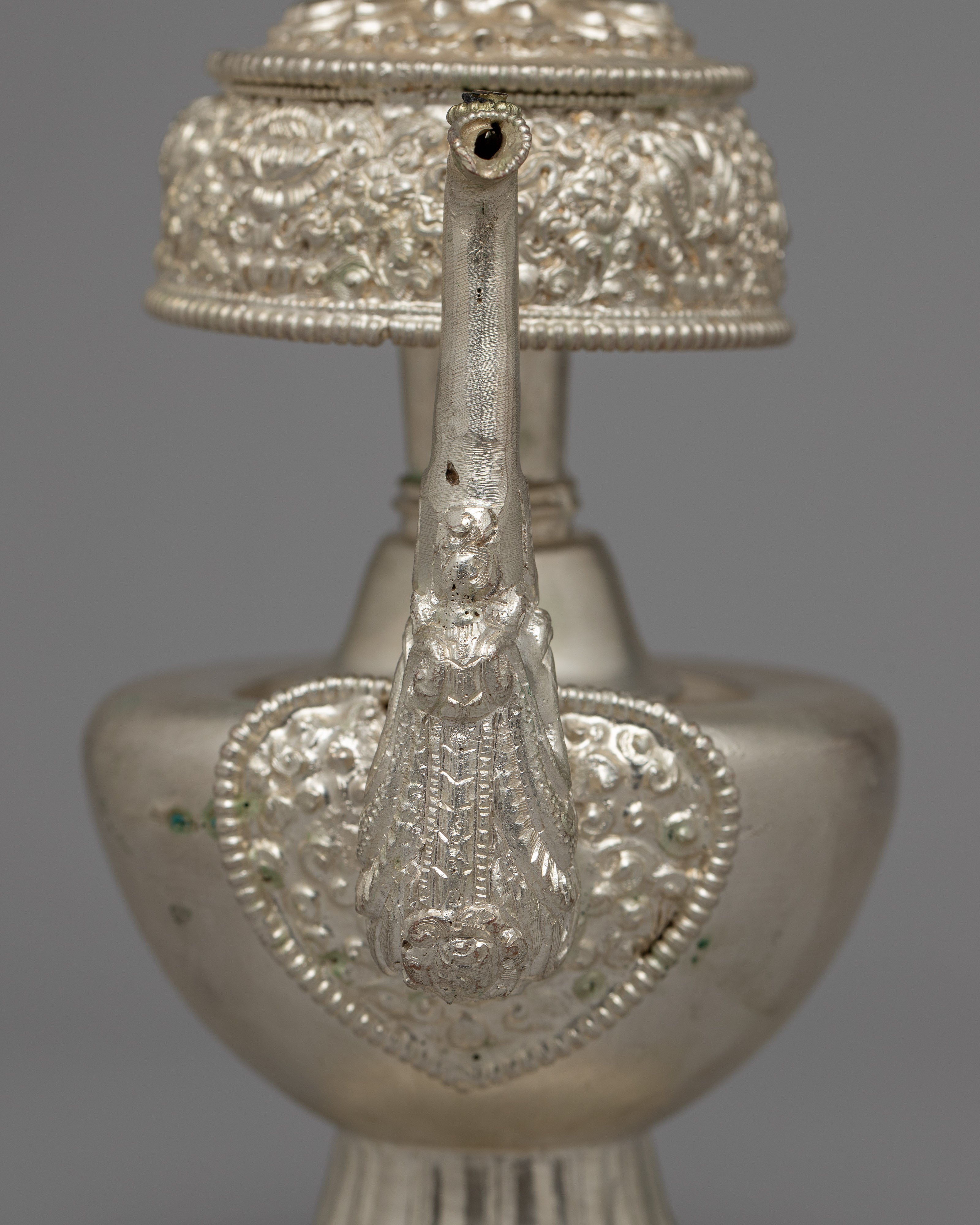 Silver Bhumpa Ritual Vase | Tibetan Buddhist Altar Piece