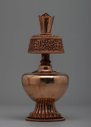 Tibetan Copper Bhumpa Vase | Authentic Buddhist Ceremony Decor
