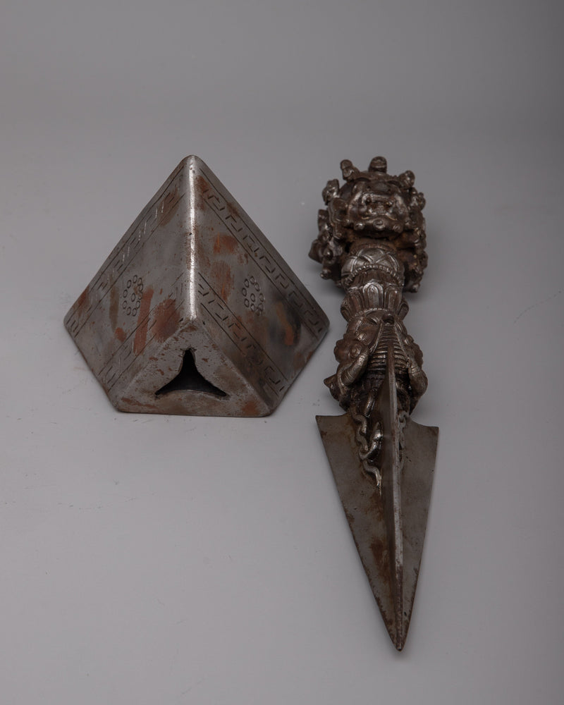 Iron Phurba Dagger with Stand | Tibetan Buddhist Tantric Practice