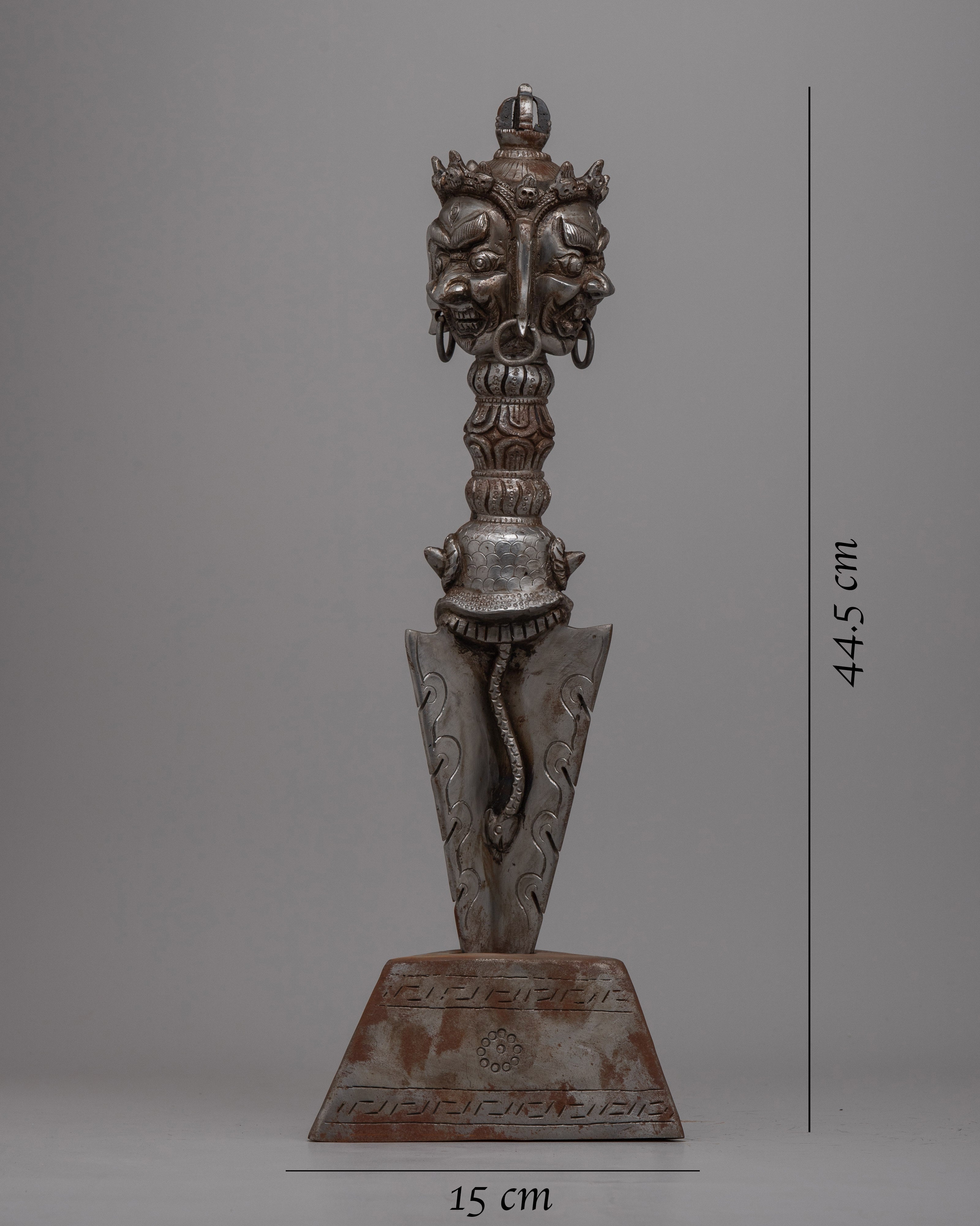 Tibetan Iron Phurba With Stand | Spiritual Protection Dagger