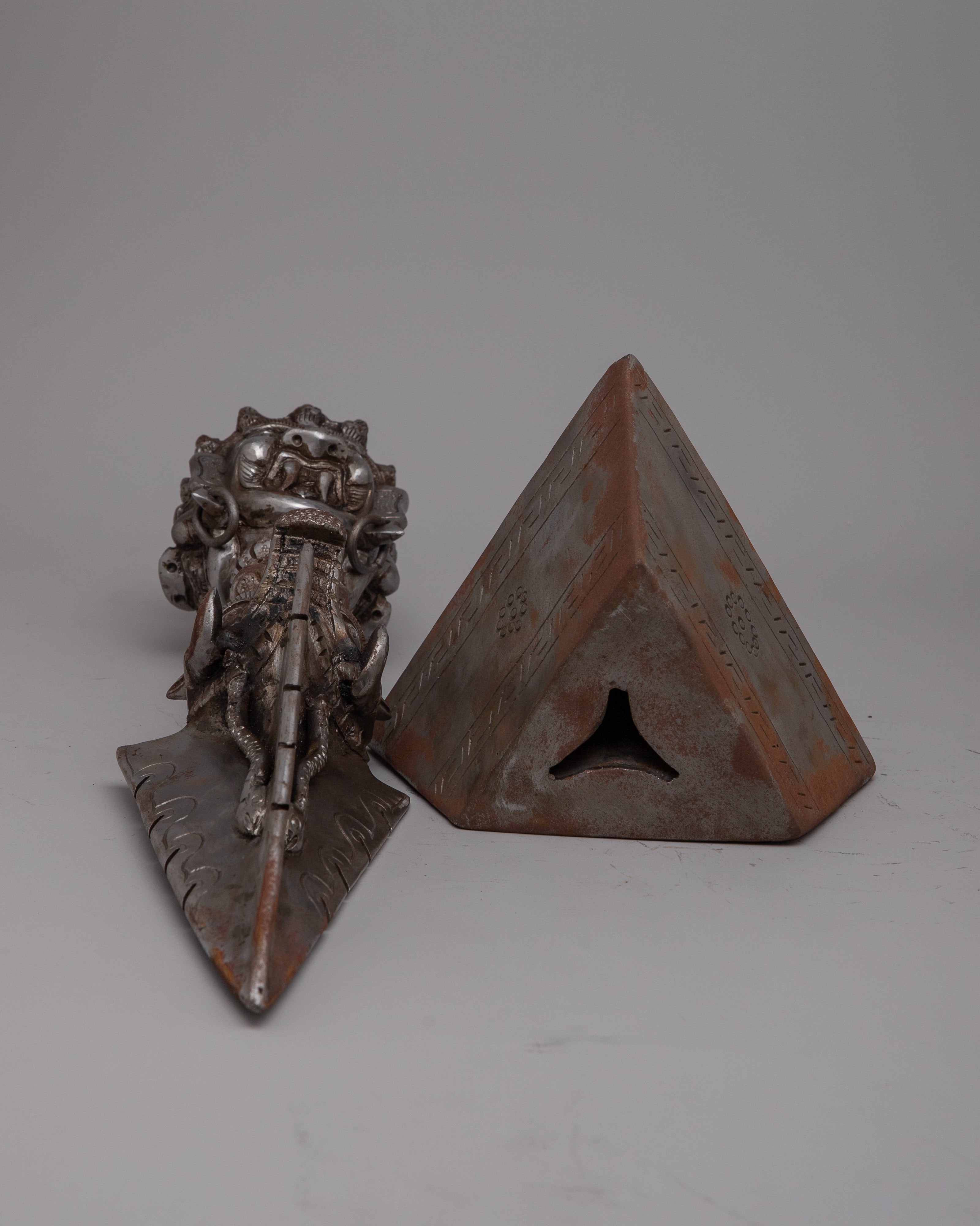 Tibetan Iron Phurba With Stand | Spiritual Protection Dagger
