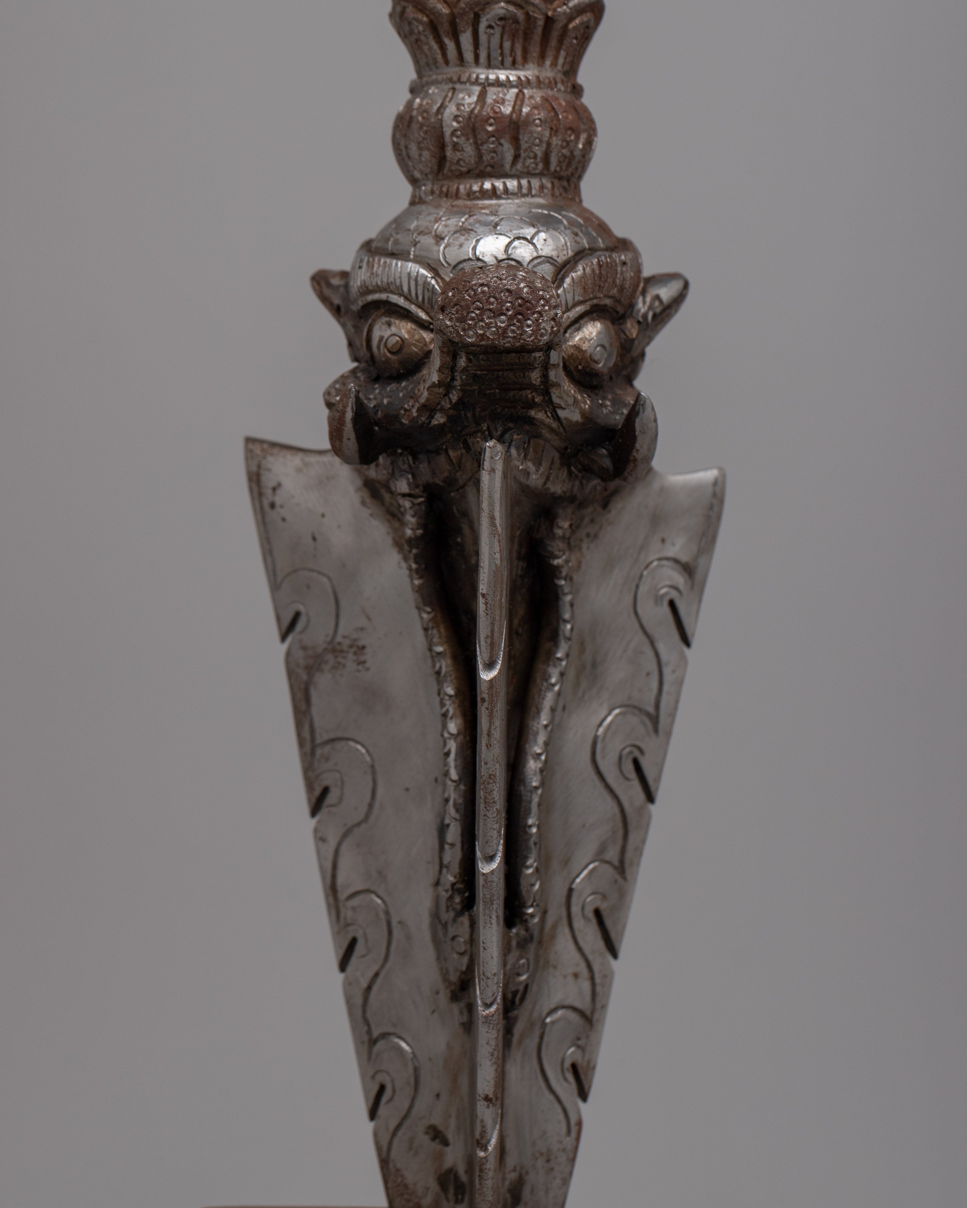 Tibetan Iron Phurba With Stand | Spiritual Protection Dagger