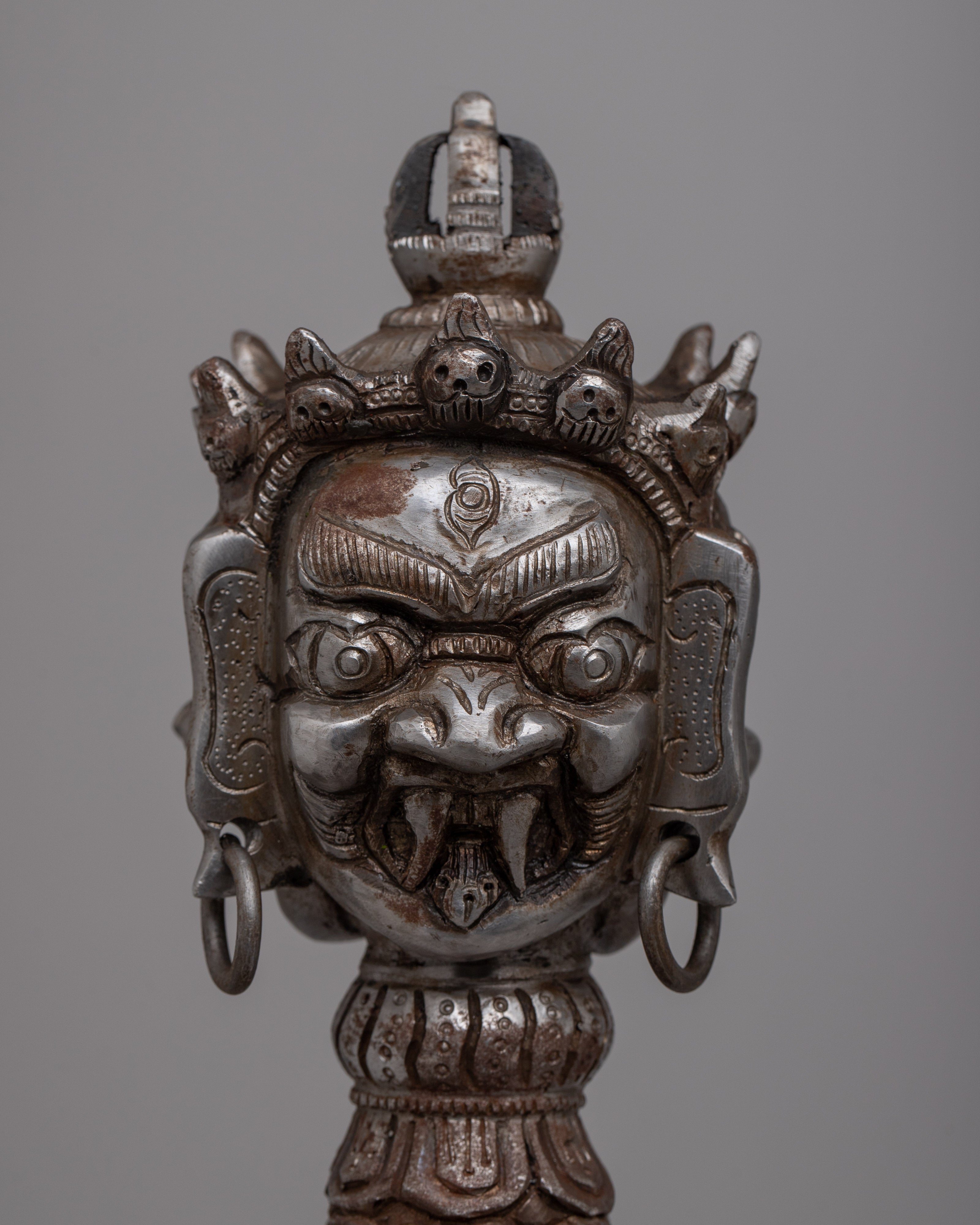 Tibetan Iron Phurba With Stand | Spiritual Protection Dagger
