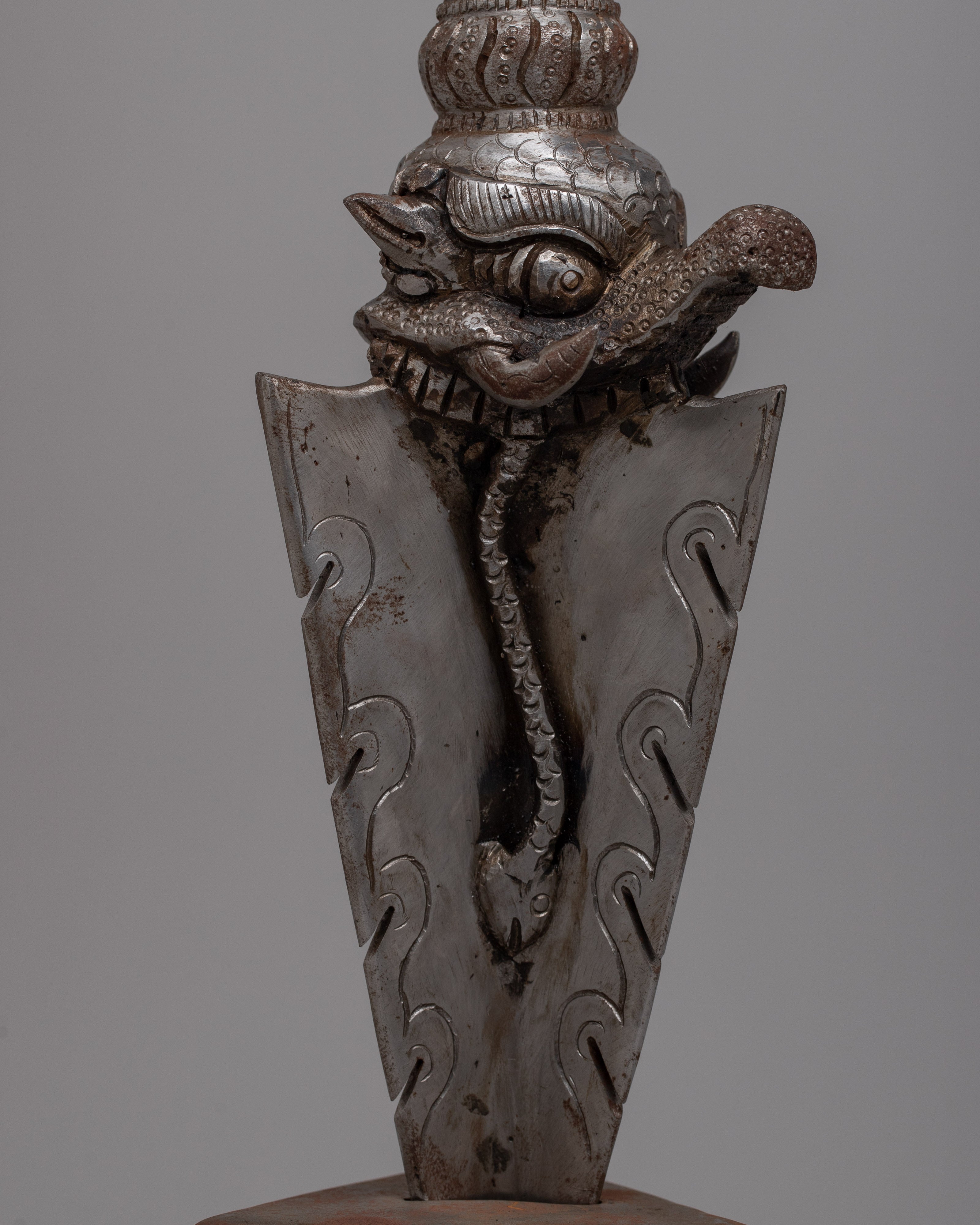 Tibetan Iron Phurba With Stand | Spiritual Protection Dagger