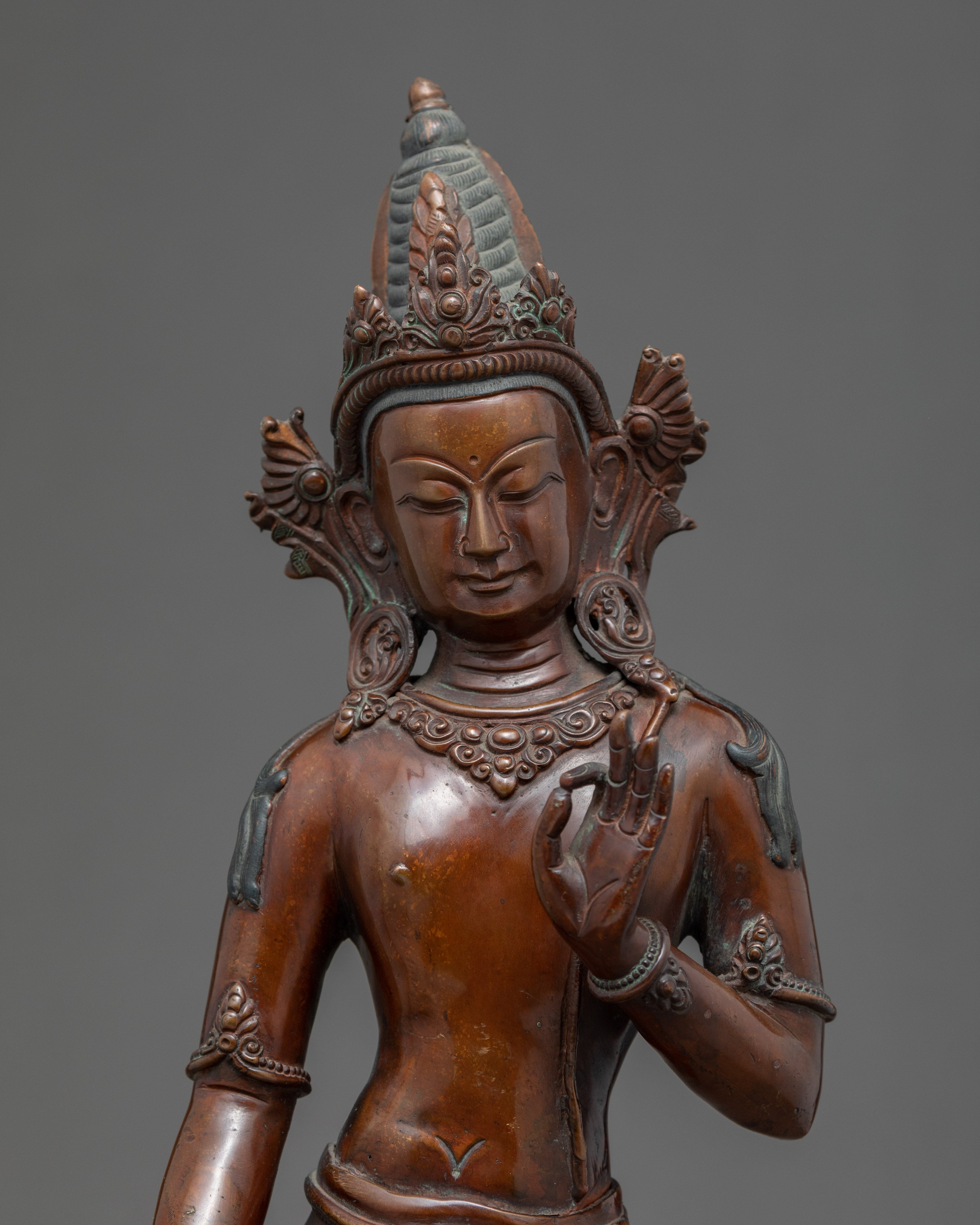 Vintage Avalokiteshvara Buddha Statue | Outdoor Patio Decor | Nepal Antiques
