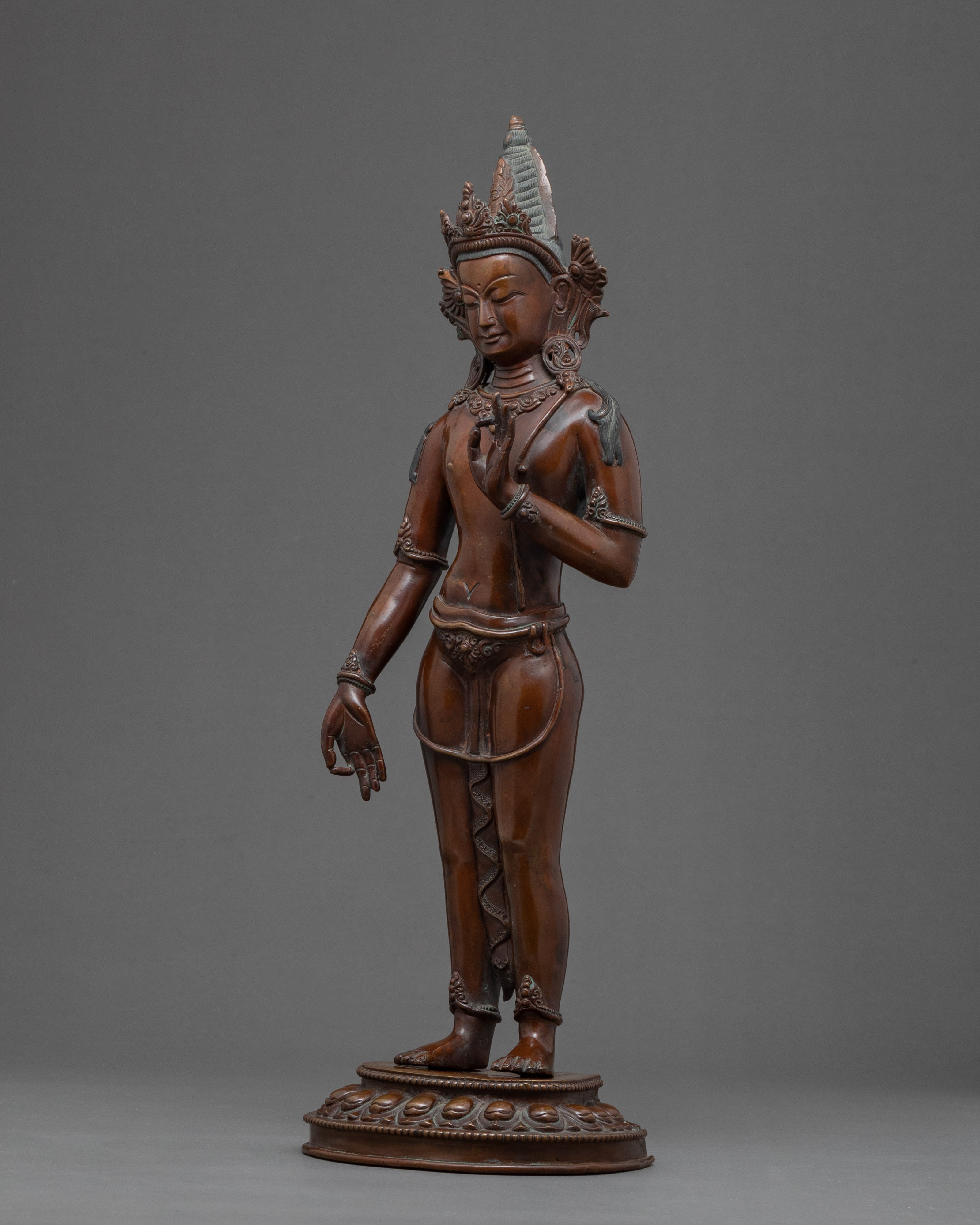Vintage Avalokiteshvara Buddha Statue | Outdoor Patio Decor | Nepal Antiques
