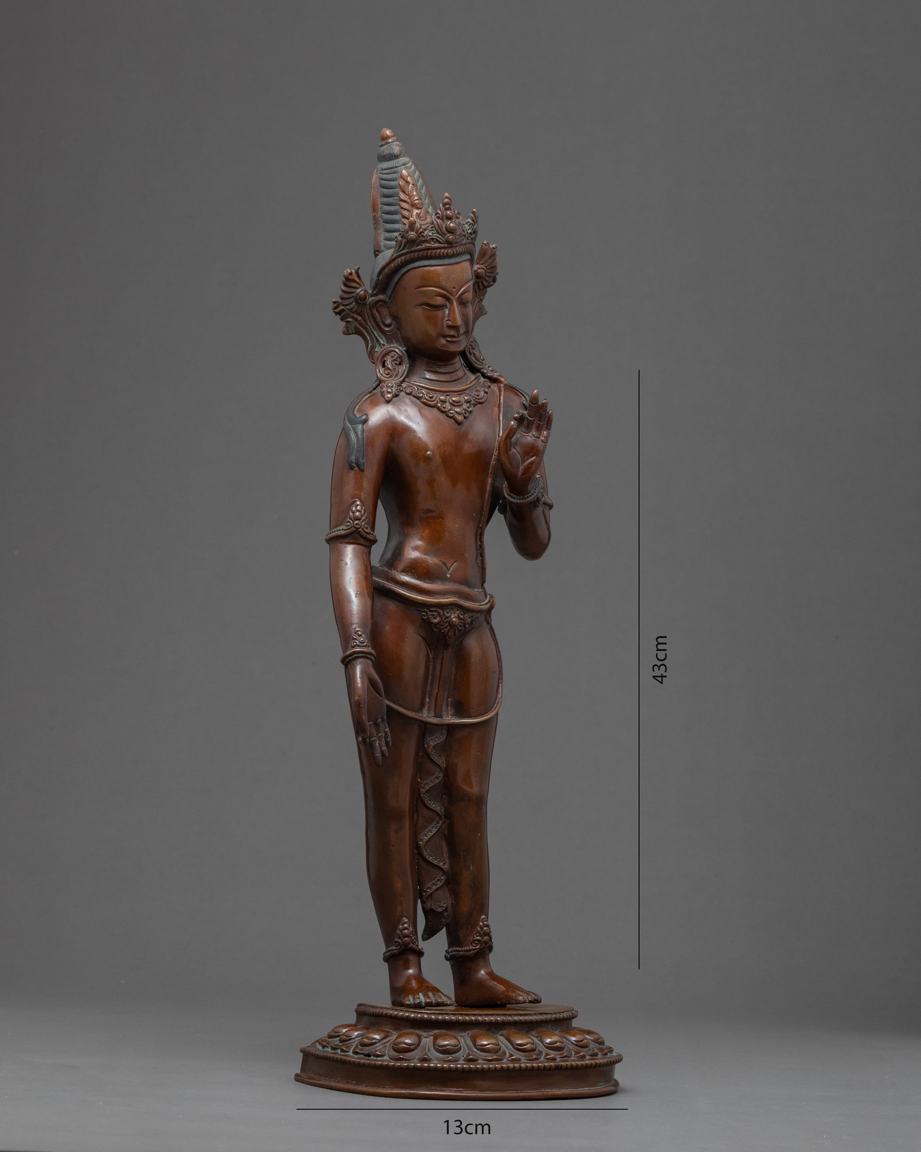 Vintage Avalokiteshvara Buddha Statue | Outdoor Patio Decor | Nepal Antiques