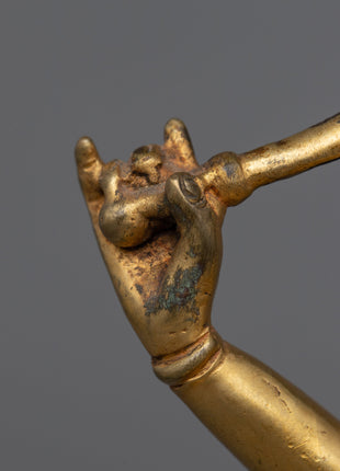 Gold Manjushri Statue | Hand-Carved Details on Sacred Sculpture
