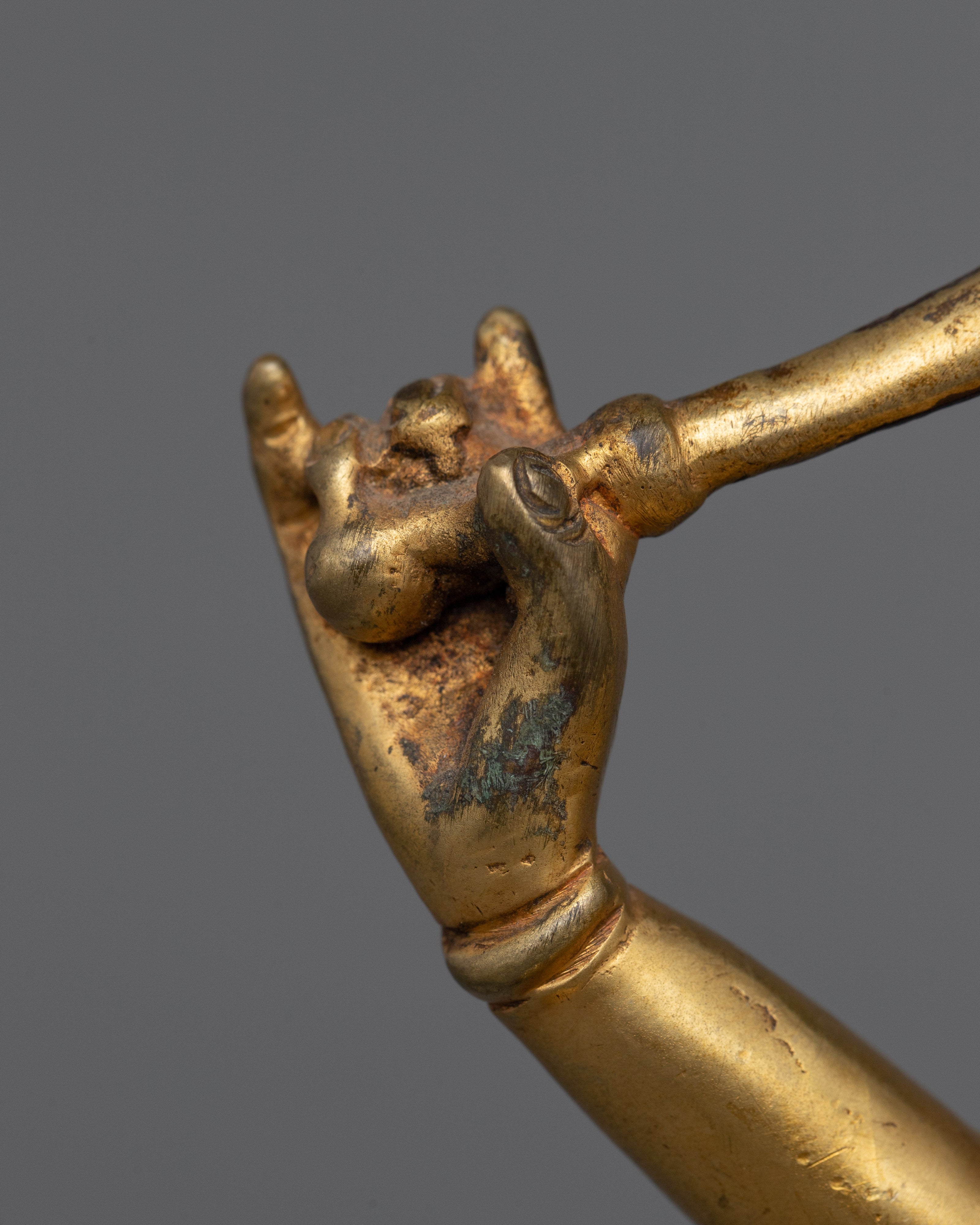 Gold Manjushri Statue | Hand-Carved Details on Sacred Sculpture