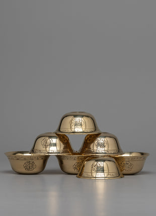Brass Carved Offering Bowls | Traditional Spiritual Decor for Altar