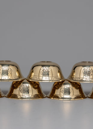 Brass Carved Offering Bowls | Traditional Spiritual Decor for Altar