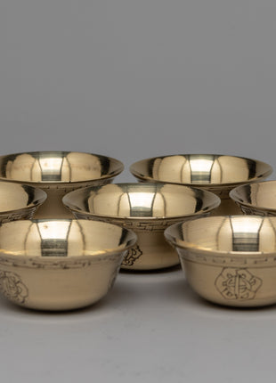 Brass Carved Offering Bowls | Traditional Spiritual Decor for Altar