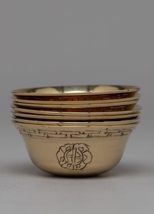 Brass Carved Offering Bowls | Traditional Spiritual Decor for Altar