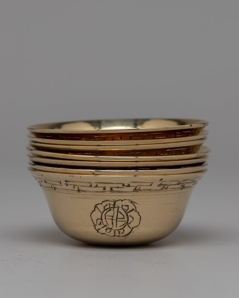 Brass Carved Offering Bowls | Traditional Spiritual Decor for Altar