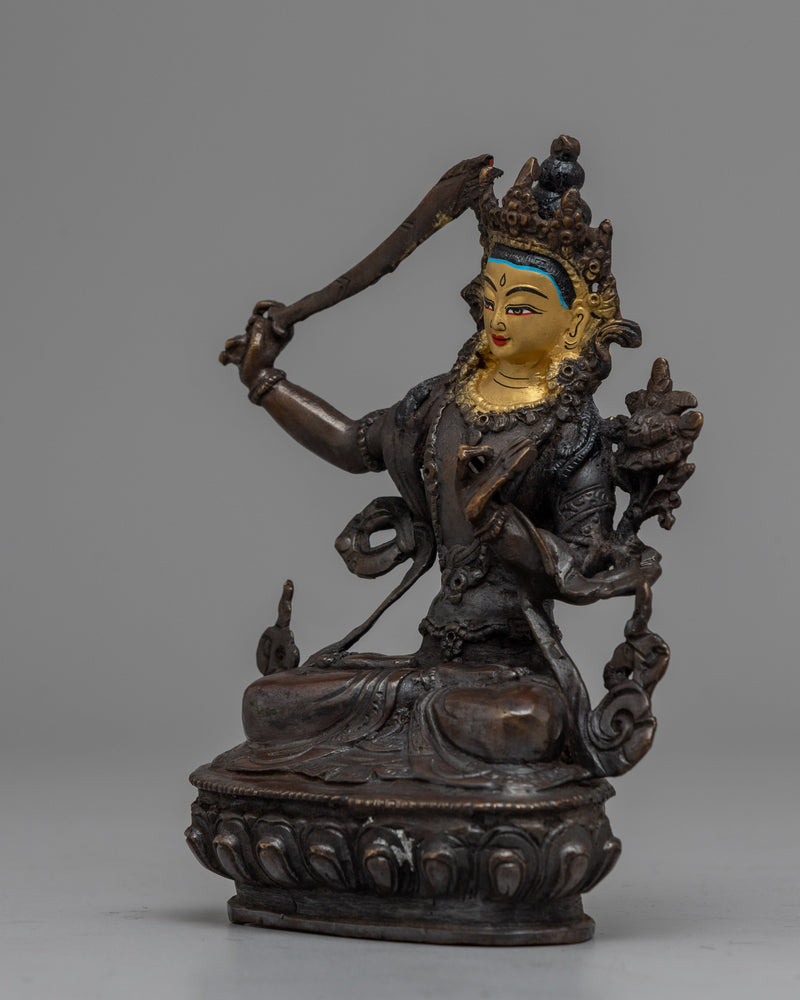 Manjushri Copper Statue | Sacred Figurine of Buddhist Learning