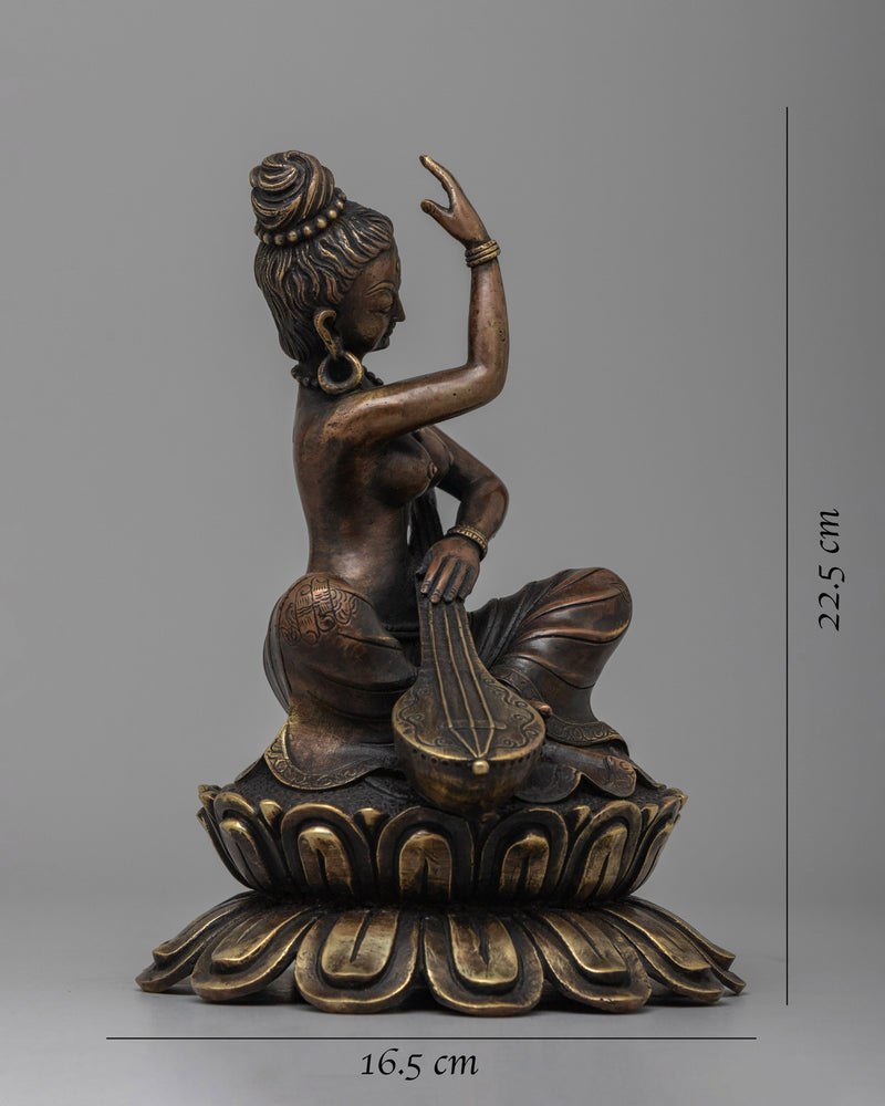 Brass Saraswati Statue | Revered Hindu Goddess of Music and Literature