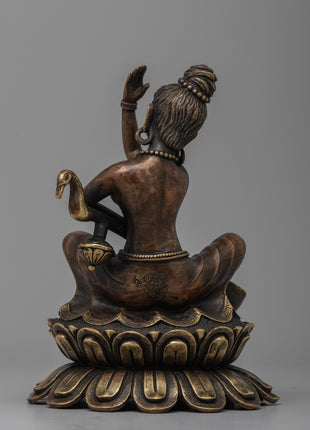 Brass Saraswati Statue | Revered Hindu Goddess of Music and Literature