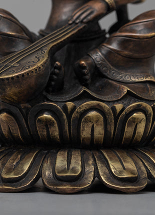 Brass Saraswati Statue | Revered Hindu Goddess of Music and Literature