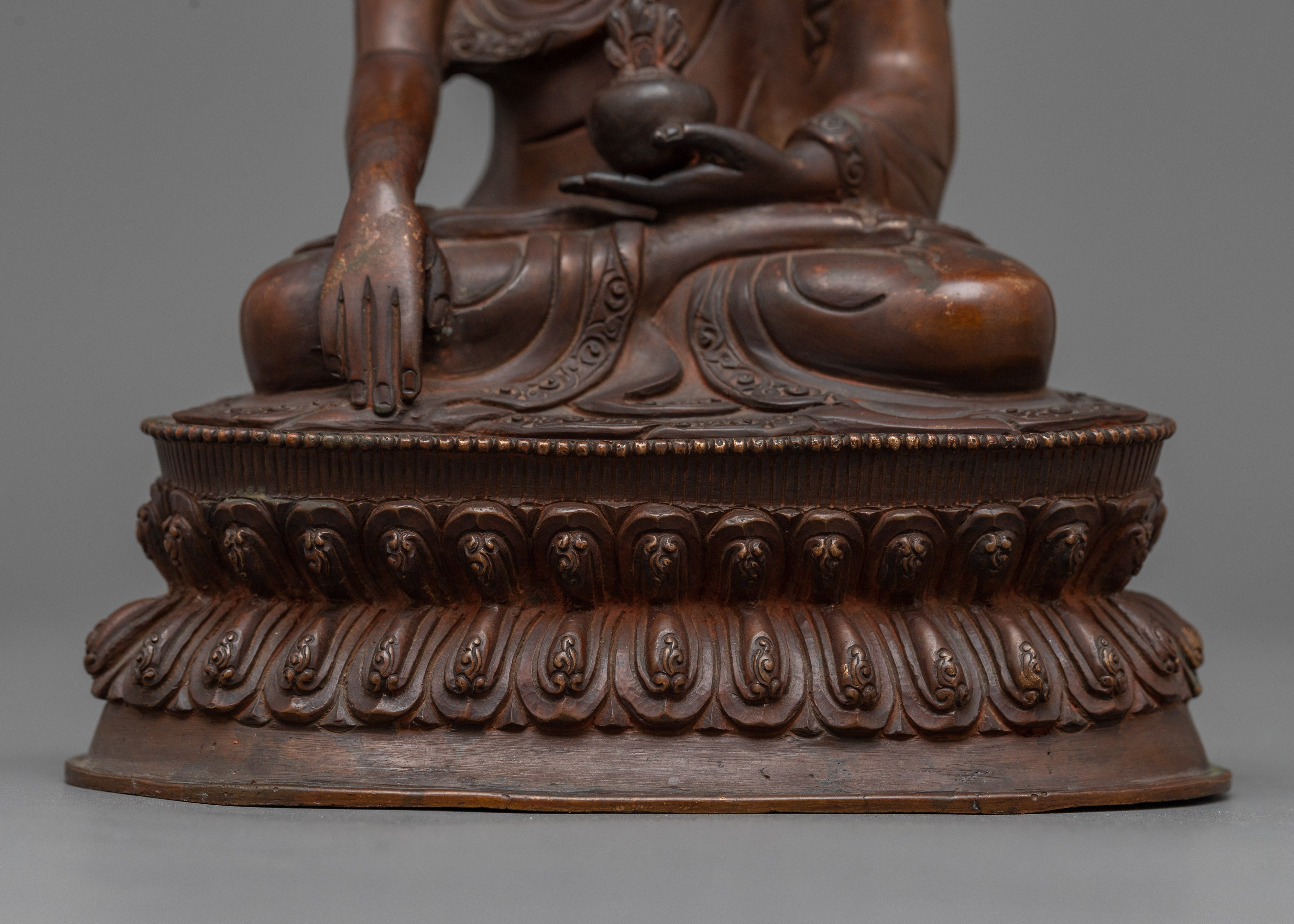 Tibetan Shakyamuni Buddha Oxidized Copper Statue | Traditional Meditation Figure