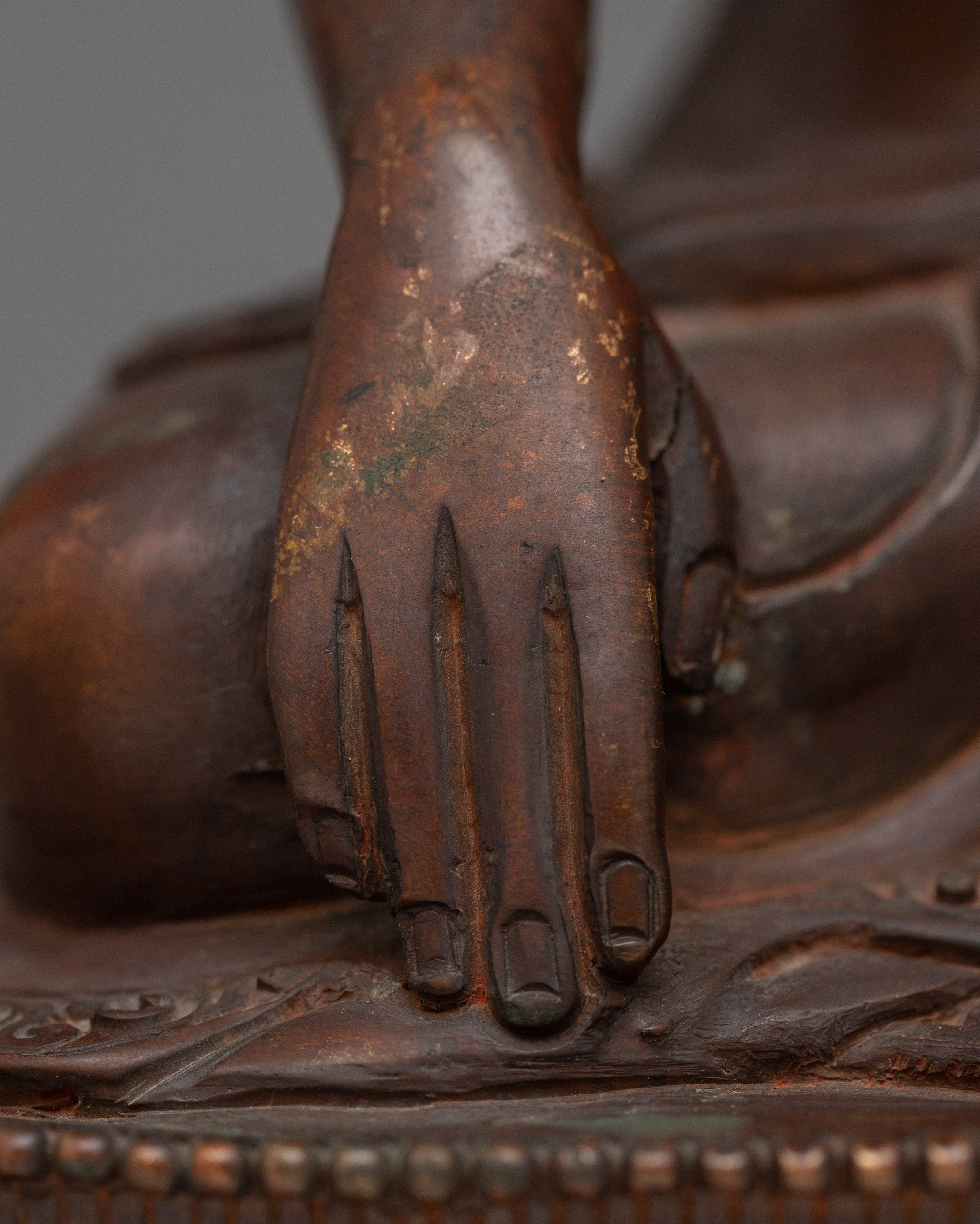 Tibetan Shakyamuni Buddha Oxidized Copper Statue | Traditional Meditation Figure
