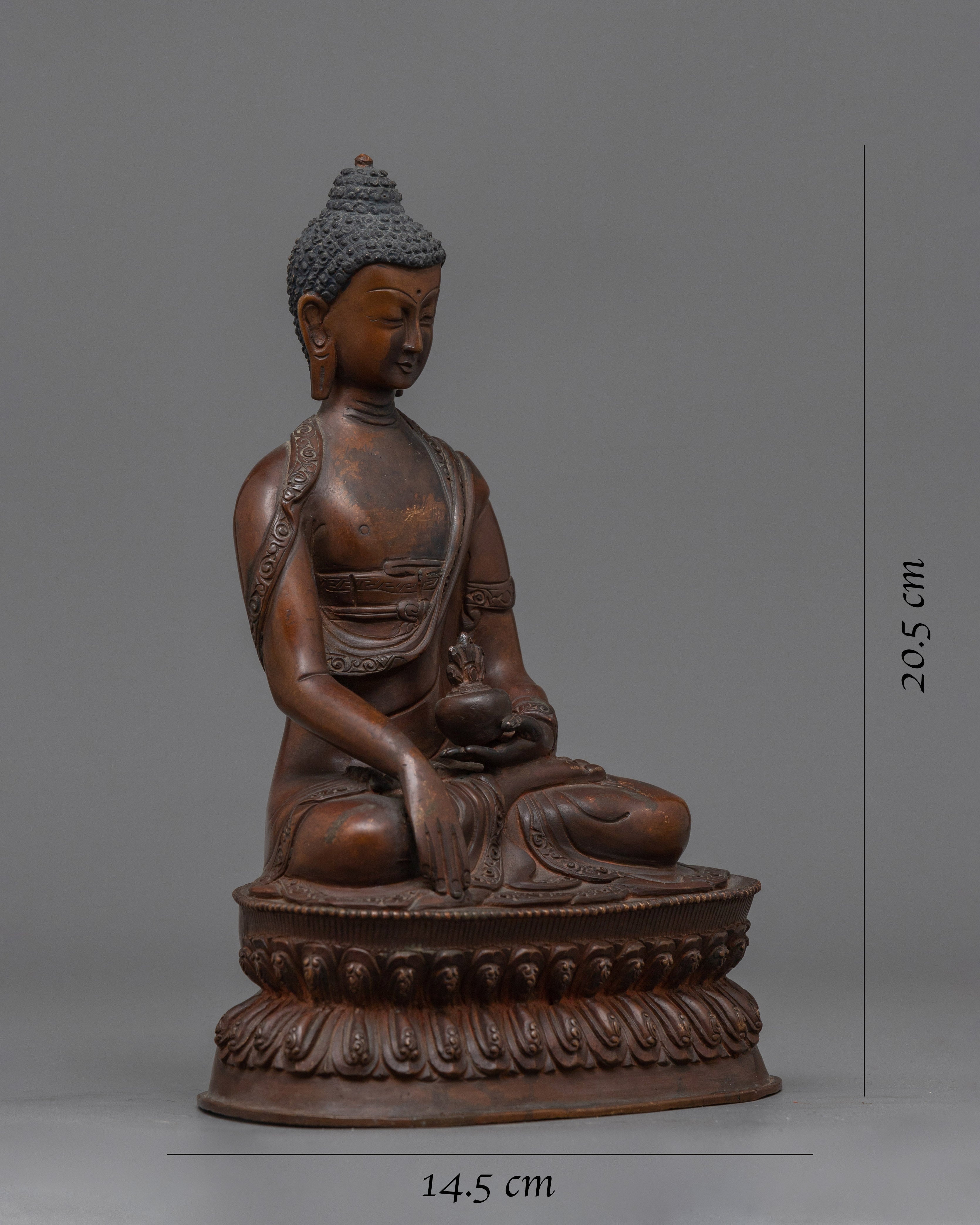 Tibetan Shakyamuni Buddha Oxidized Copper Statue | Traditional Meditation Figure